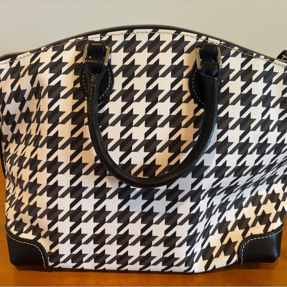 Dooney & Bourke Black and White Houndstooth Satchel - Picture 2 of 6